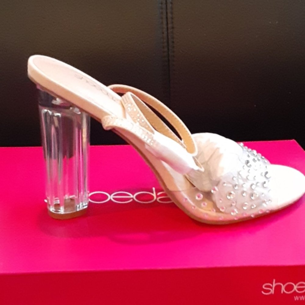 CLEAR JEWELED HEELED SANDALS SHOES SANDAL HIGH HEELS - Picture 6 of 15